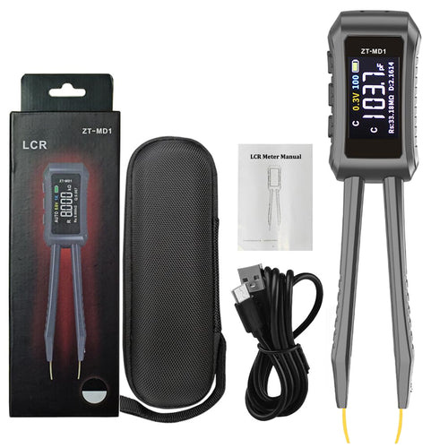 Treedix Mini Smart Tweezer LCR Meter/ESR Meter, Mini Smart SMD Tester Auto Identify Resistors/Capacitors/Inductors/Diode/Voltage/Frequency, LCR Meter Tweezer Measure Frequencies of 100Hz /1KHz /10KHz