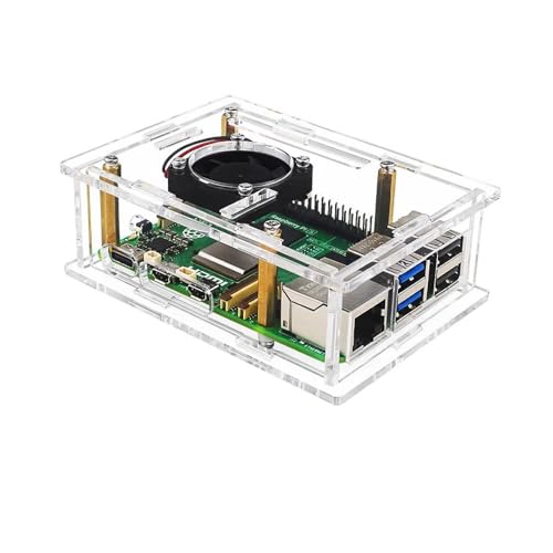 Treedix Acrylic Case for Raspberry Pi 5 with Cooling Fan Copper-Aluminum Heat Sink