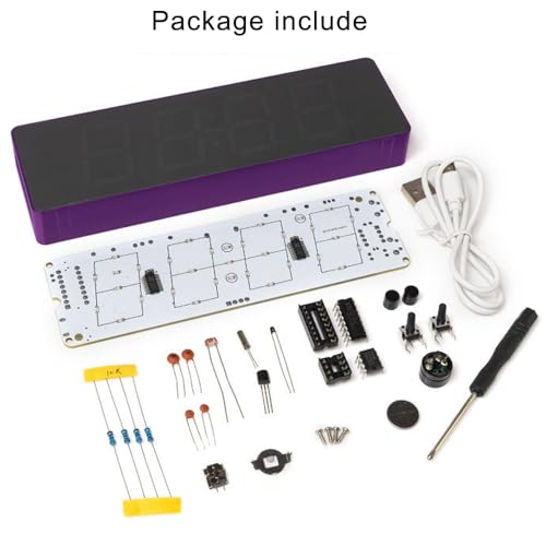 Treedix Soldering Practice Kit RGB Multiple Colorful LED Digital DIY Clock Kit with Time, Temperature, Date, and Day of The Week Cycle Display for High and College School Students Practice Learning