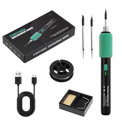 Cordless Soldering Iron Kit, 5V 15W Mini Portable Soldering Iron, 500-842°F Adjustable Temp, 8s Fast Heat-up, 3 Soldering Iron Tips, USB-C Wireless Soldering Pen with Box for Work