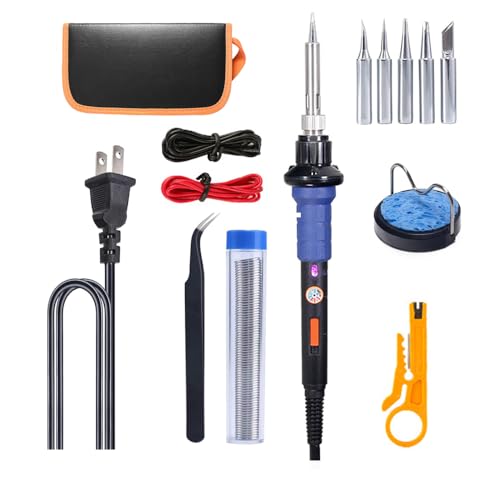 Treedix 60W 13 in 1 Soldering Iron Kit with with 3 LED Light Portable Soldering Gun Welding Tool 5 pcs Solder Tips for Metal,Jewelry,Electric Repair