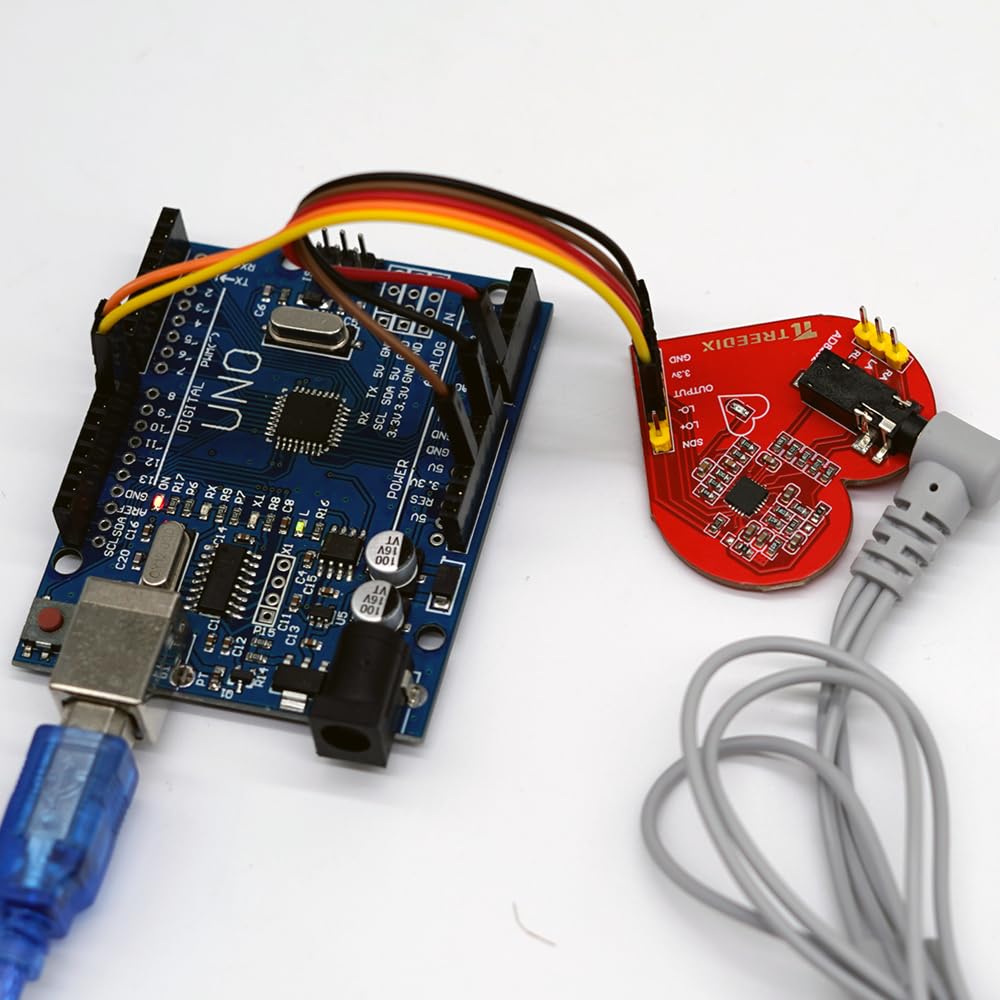 Treedix Heart Rate Monitor Sensor Heart Rate Pulse Measurement Module Compatible with Arduino UNO R3 Board