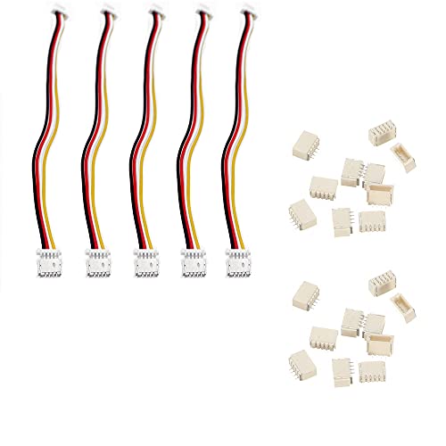 Treedix 20 sets 1,0 mm mini 4-pins vrouwelijke connectorplug 10 cm JST-plugconnector met draad en kabel voor LED-strips, compatibel met JST SH