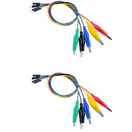 Treedix 10pcs 12inch Alligator Clip to Breadboard Jumper Wires Test Lead, Alligator to Male and Female Jumpers for Arduino,Breadboard,Raspberry Pi(5 Male+5 Female)