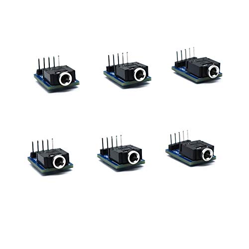 Treedix 6pcs 3.5mm Female Audio Jack Breakout Board Plastic PCB Mount 5-Pin Stereo Socket Audio Connector