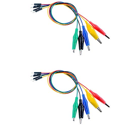 Treedix 10pcs 12 inch Alligator Clip to Breadboard Jumper Wires Test Lead, Alligator to Male Jumpers for Circuit Connection, DIY Maker