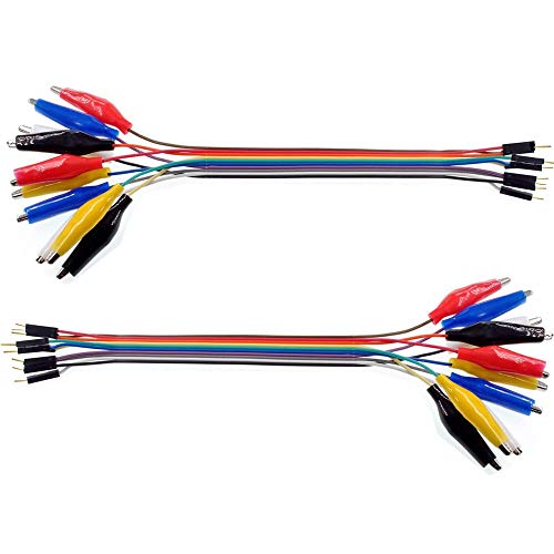 Treedix Krokodilklemme, 20-polig, 20 cm, männliches Überbrückungskabel, 5 Farben, Messleitungen, kompatibel mit Arduino und Raspberry Pi für Schaltungsverbindung, DIY Maker