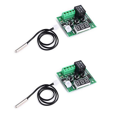 Treedix 2 stuks XH-W1209 Digitale display thermostaat, hoge precisie temperatuurregelaar, temperatuurregelschakelaar en miniatuur temperatuurregelboard met waterdichte sonde