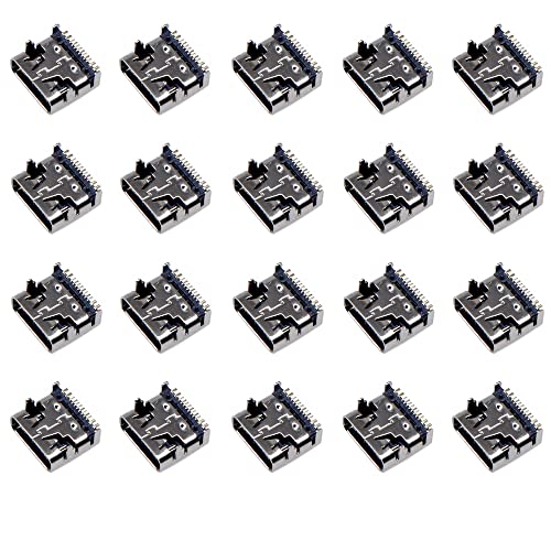 Treedix 20PCS USB Type C 3.1 Female Socket Connector Jack Port 16-Pin Replacement Adapter Jack Socket for Data Transmission,Charging