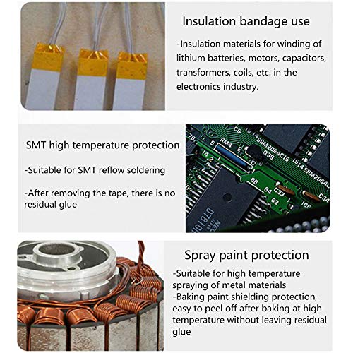 Treedix 3 Sizes High Temperature Adhesive Tape High Temp Resistant Tape Compatible with Masking Soldering(Width:10mm, 20mm, 30mm x Length:33m)