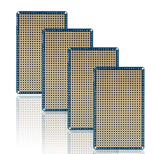 Treedix 4 piezas Placa de pruebas soldable Placa universal PCB Prototipo Shield Placa de doble cara con orificios estañados y chapados en oro Compatible con kit Arduino Raspberry Pi Shield para creación de prototipos y pruebas