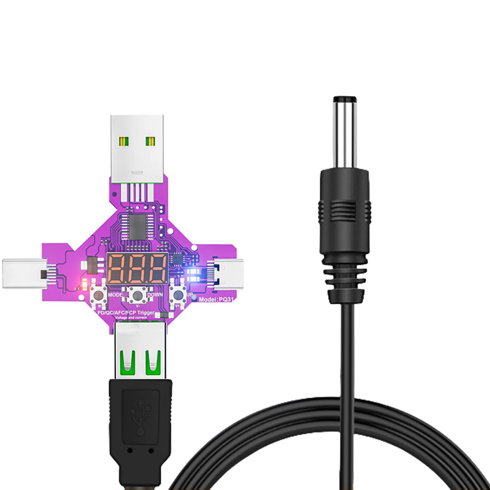 Treedix Voltage Current Tester Multimeter PQ31 Trigger, Digital Voltage and Current Meter, PD/QC/AFC/FCP Multiprotocol Voltage Meter Fast Protocol Charge Trigger 3 Display Mode with USB to DC5.5 Cable