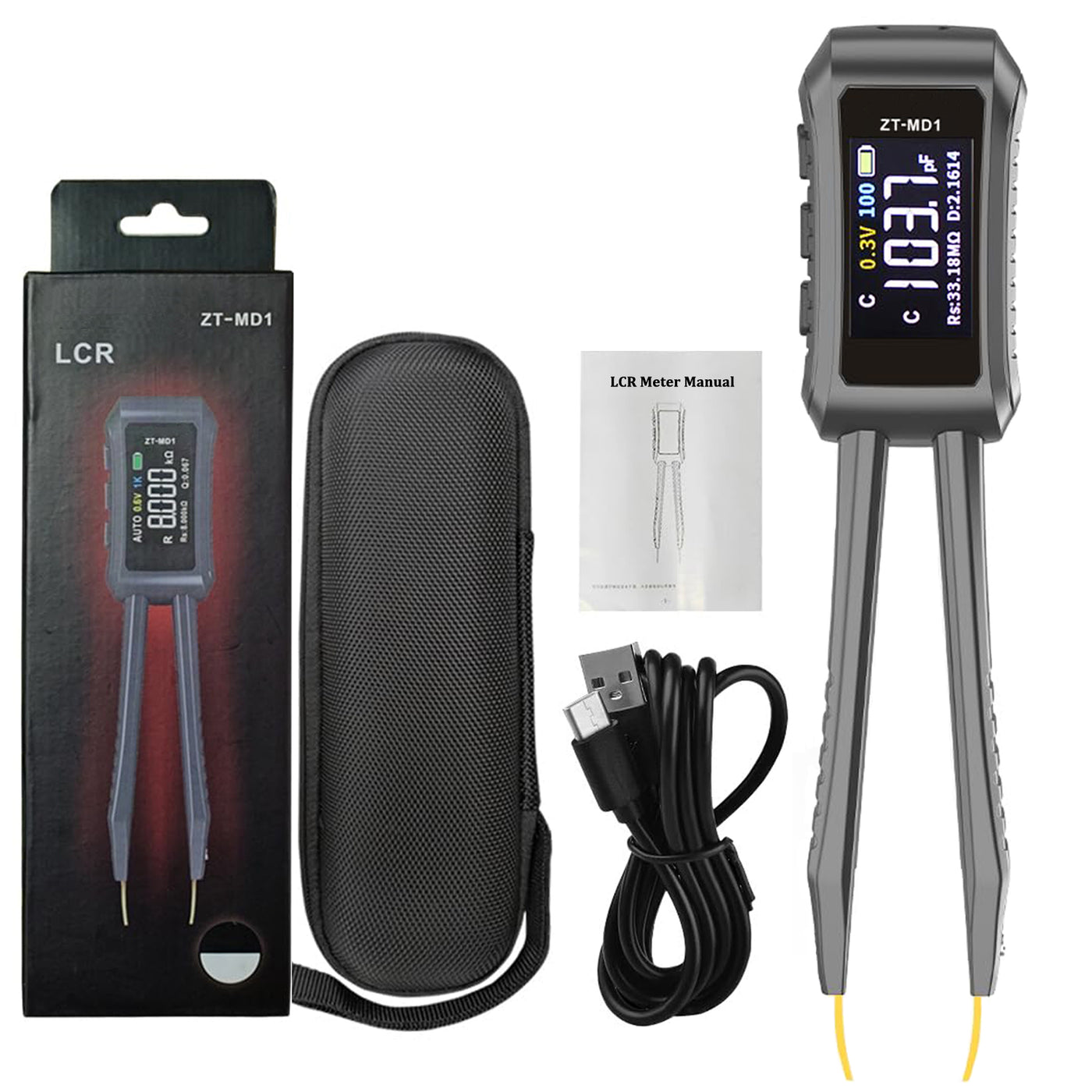 Treedix Mini Smart Pinzetten-LCR-Meter/ESR-Messgerät, Mini Smart SMD-Tester zur automatischen Identifizierung von Widerständen/Kondensatoren/Induktivitäten/Dioden/Spannung/Frequenz, LCR-Meter Pinzette misst Frequenzen von 100Hz/1KHz/10KHz