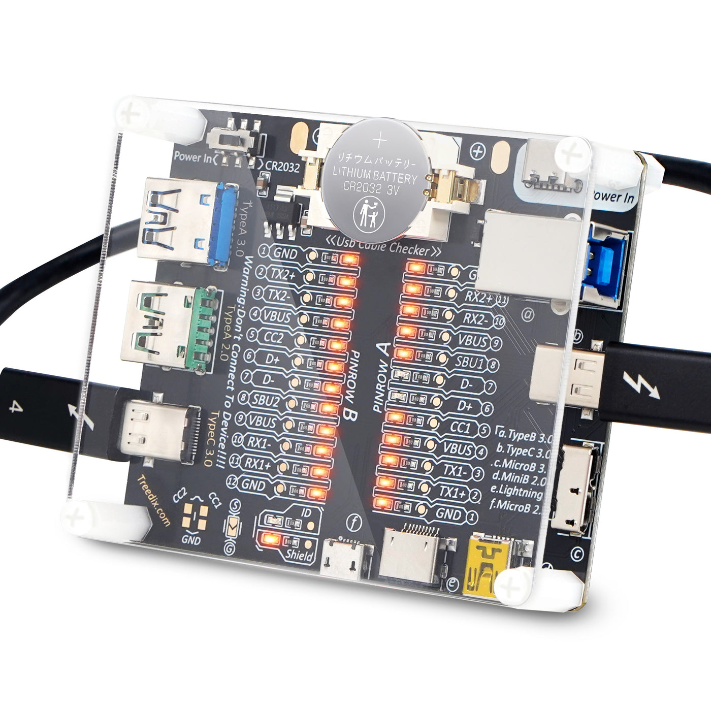 Treedix USB Cable Tester Board USB Cable Checker Data Wire Charging Test Data Line Type-C Micro Type A Type B