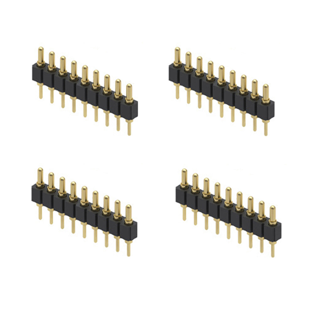 Treedix 10 Stück vergoldete gefederte Pogo-Pins mit Fingerhut, 7,5 mm langer Stift, männlicher Feder-Pogopin-Header, Zielanschluss, Durchgangshalterung für PCB