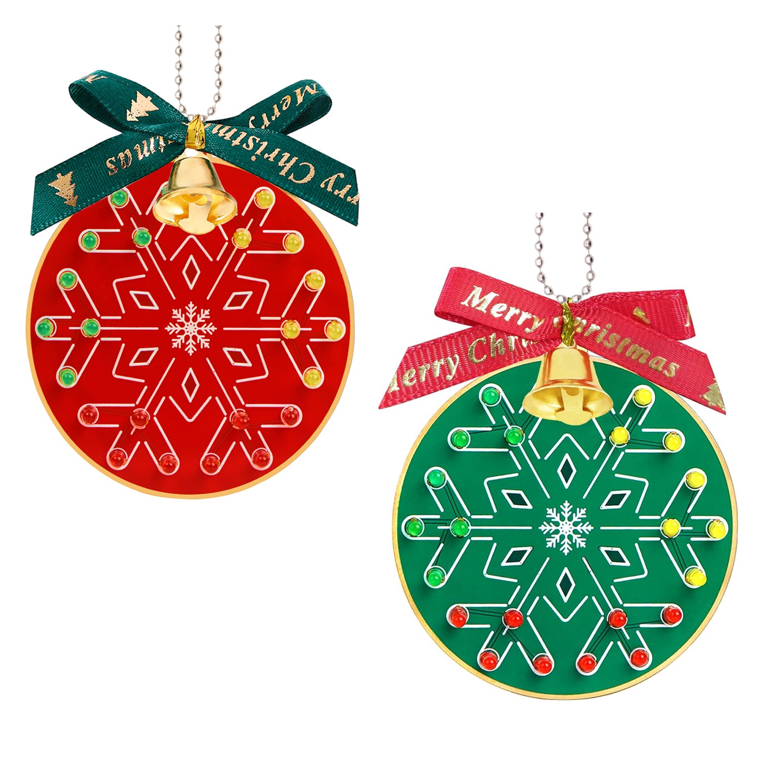 Treedix 2pcs Learn to Solder Kit Christmas Soldering Kit for Beginners: DIY Flashing LED Tree & Snowflake Decoration Soldering Kit，Fun Electronic Project Kit for School and Home Teaching Learning