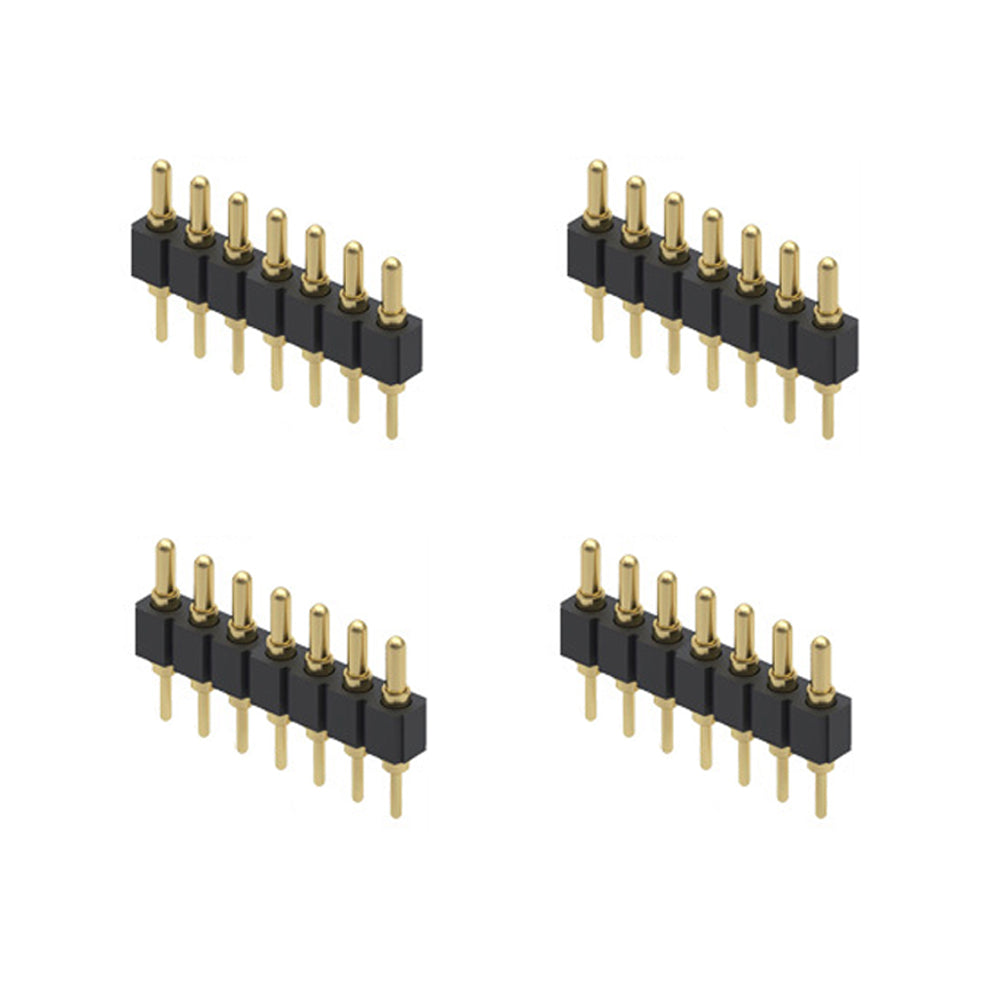 Treedix 10 Stück vergoldete gefederte Pogo-Pins mit Fingerhut, 7,5 mm langer Stift, männlicher Feder-Pogopin-Header, Zielanschluss, Durchgangshalterung für PCB