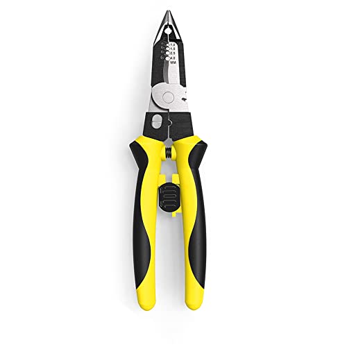 Treedix 7-in-1 Wire Stripper Tool,Multi-Function Hand Tool Wire Stripping Tool Cable Cutters, C-RV Needle Nose Pliers for Electric Cable Stripping Cutting and Crimping