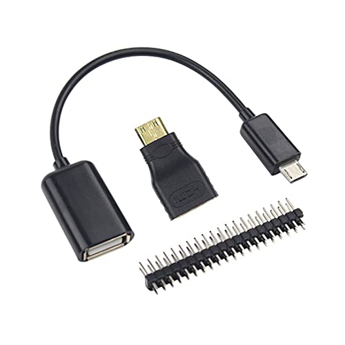 Treedix Acrylgehäuse mit Kühlkörper, MicoUSB-Kabel, Pin-Header + HDMI-Adapter, kompatibel mit Raspberry Pi Zero 2 W