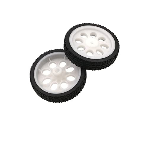 Treedix 4 件 65 毫米橡胶遥控车轮轮胎玩具汽车车轮DIY模型机器人白色和黑色用于 DIY 模型配件