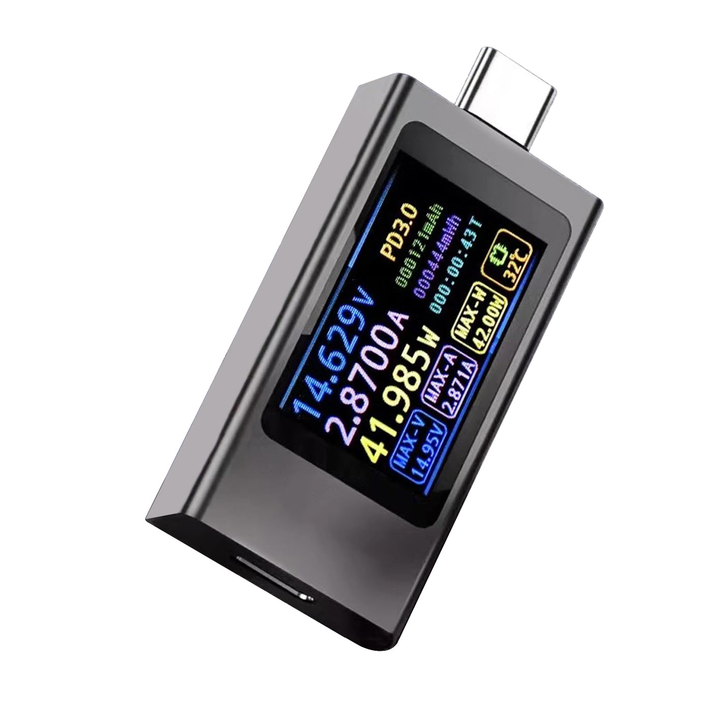 Treedix 4-30V Typ-C Leistungsmessgerät Tester, 12A/240W Digital-Multimeter zur Anzeige von Spannung, Strom, Leistung, USB-Tester Unterstützung PD2.0, PD3.0, PPS, QC2.0, QC3.0, FCP, SCP, AFC, PE, Dash, VOOC, SuperVOOC