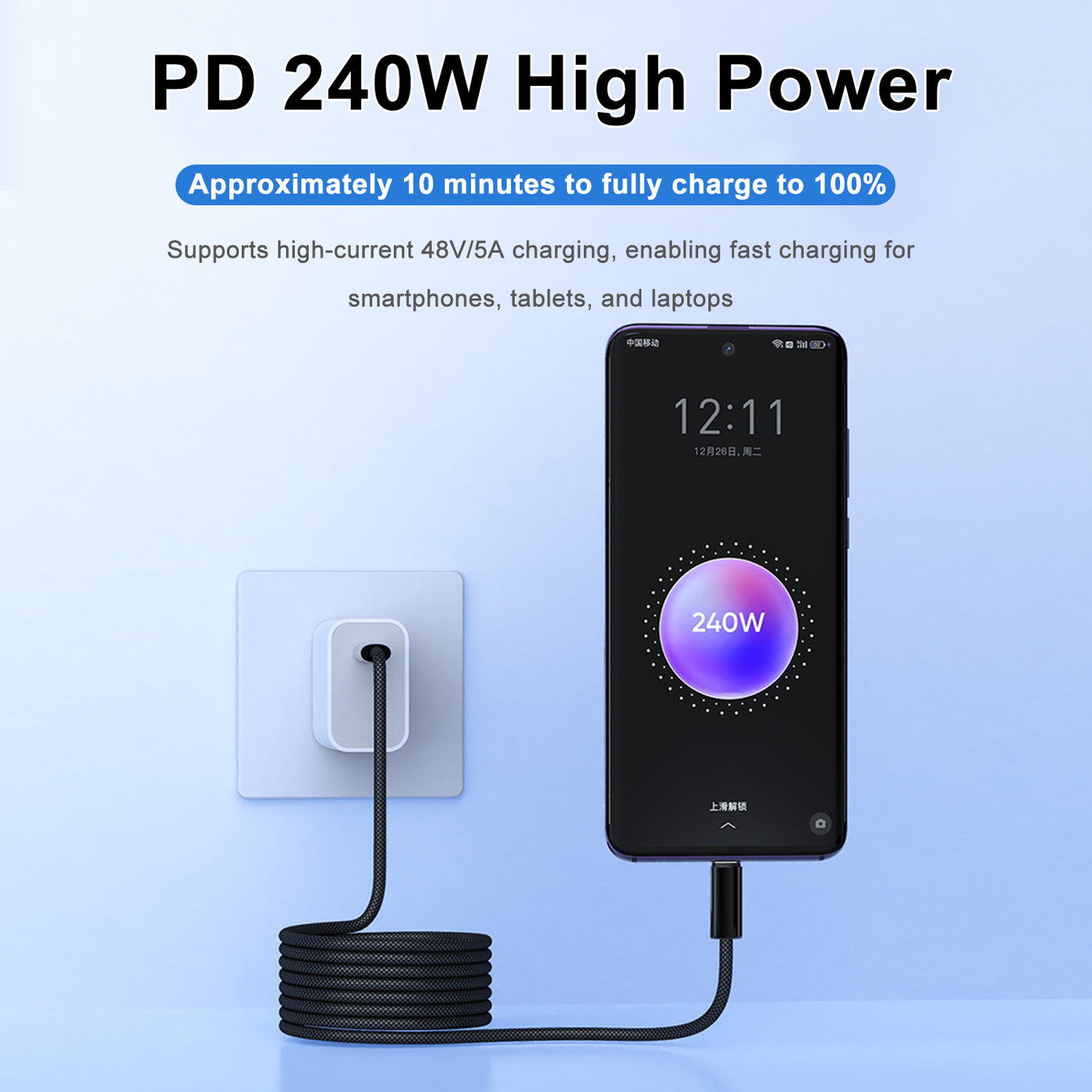 Treedix USB C auf USB C Kabel, Typ C 240W Schnellladekabel, 1,5m 48V/5A Tragbares magnetisches Ladekabel Kompatibel mit iPhone 15/16 Pro Max Plus, iPad Pro, Samsung Galaxy, MacBook, iPad