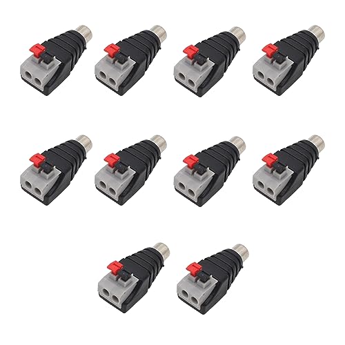 Treedix 10pcs RCA Connector Adapter Speaker Wire to RCA Adapter Converter Speaker Phono RCA Male Jack Plug (Female)