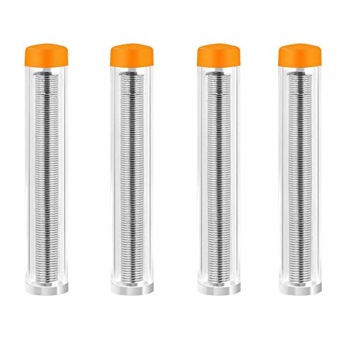 Treedix 4 Pack Rosin Core Solder Pocket Tube Solder Wire Tin Lead 0.8mm Net weight 0.43oz for Electronics, Circuit Boards