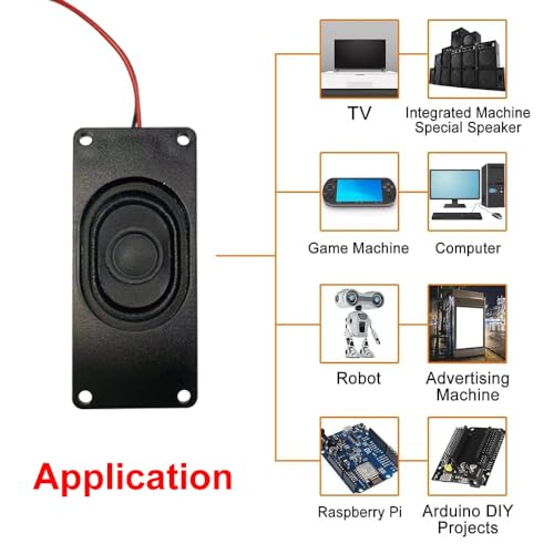 4 Stück 3 W 8 Ohm Doppelhohlraum-Minilautsprecher Tragbarer Werbemaschinenlautsprecher mit JST-PH2.0mm-2-Pin-Schnittstelle für Kompatibel mit Raspberry Pi und Arduino, EVD, Robotik