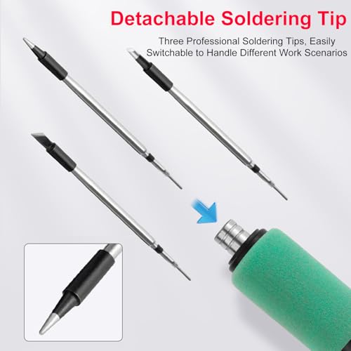 Kabelloses Lötkolben-Kit, 5V 15W Mini Tragbarer Lötkolben, 260-450°C Einstellbare Temperatur, 8s Schnelles Aufheizen, 3 Lötspitzen, USB-C Kabelloser Lötstift mit Box für die Arbeit