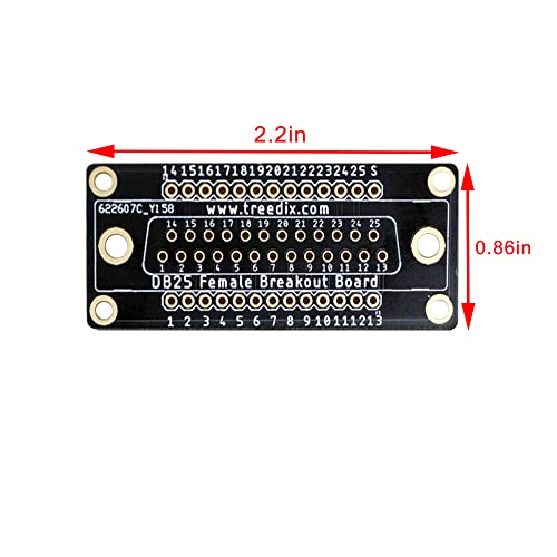 Treedix DB25 Female Breakout Board 25Pin RS232 Serial Female to Female Changer Adapter Coupler Connector with Terminal Block