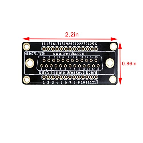 Treedix DB25 メス ブレークアウト ボード 25 ピン RS232 シリアル メス - メス チェンジャー アダプター カプラ コネクタ 端子台付き