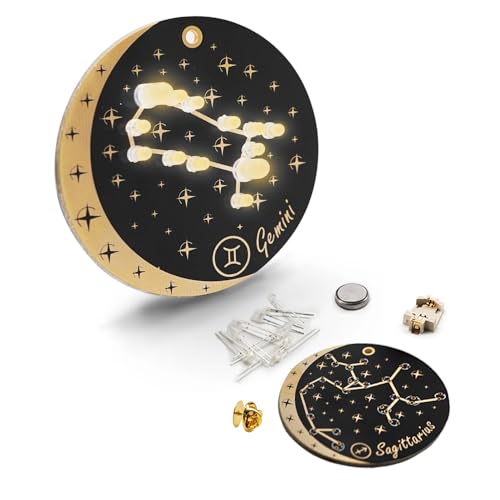 Treedix Soldering Practice Kit Star Signs Electronics DIY Soldering Project Kit Light up Creative Present, New Version With Battery For Beginners, Students and DIYers (Gemini)