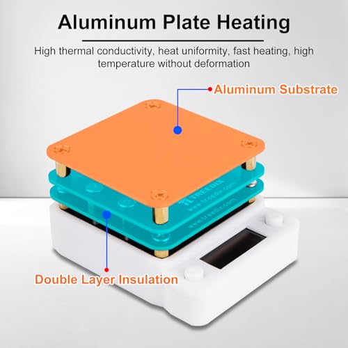 65W 20V Soldering Hot Plate, LED Microcomputer Electric Preheat Soldering Station Welder Hot Plate,Heating Area 56×56mm, Preheat for Soldering Electronic Components Electronic Repair Lab