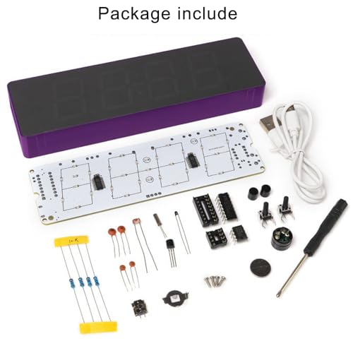 Lötübungsset von Treedix, RGB-DIY-Uhrenset mit mehreren bunten LEDs und Uhrzeit-, Temperatur-, Datums- und Wochentagsanzeige zum Üben des Lernens für Schüler und Studenten