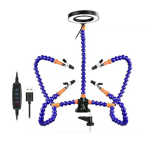Treedix Soldering Helping Hands Soldering Third Hand Multifunctional Welding Kit 3X USB Port Magnifying Glass Crafts Jewelry Hobby Workshop Helping Station