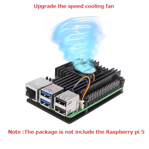 Treedix Aluminum Alloy Case Compatible with Raspberry PI 5 4GB/8GB Metal Case + Adjustable Fan