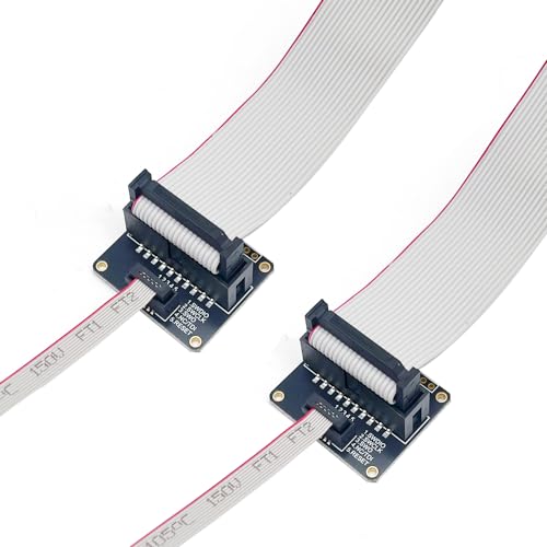Treedix JTAG (2x10 2.54mm) to SWD (2x5 1.27mm) Adapter Board Breakout Board Jtag Debug Board with IDC Ribbon Connector Flat Ribbon Cable Female to Female Length 200mm/7.87in