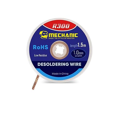 Treedix はんだ吸い取り線 フラックス付き スーパー 長さ 5 フィート 幅 1 mm はんだ吸い取り線 編組除去ツール はんだ吸い取り器 洗浄不要 はんだ吸い取り線 ロール 電気部品の分解 (1 mm)