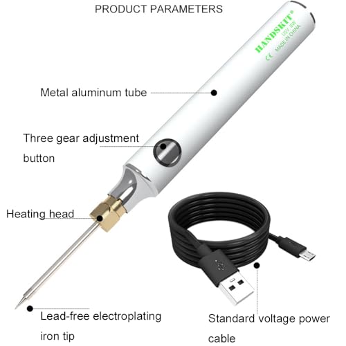 Treedix Kabelloses Lötkolben-Set, Mini-USB-Lötkolbenstift, 5 V, 8 W, USB-Ladegerät, Lötwerkzeug, schnell aufheizender Kern, einstellbare Temperatur, Lötwerkzeug mit Lötständer für Elektronik, Heimwerker