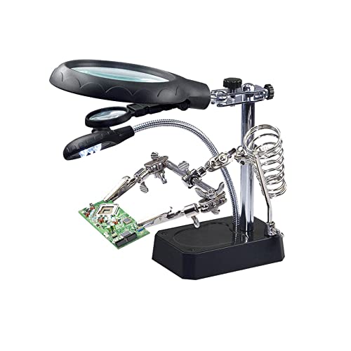 Treedix Desktop Led Lighted Magnifying Glass Adjustable Electronic Equipment Soldering Stations with LED Light and for Soldering Electronic Welding Precision Instrument Repair