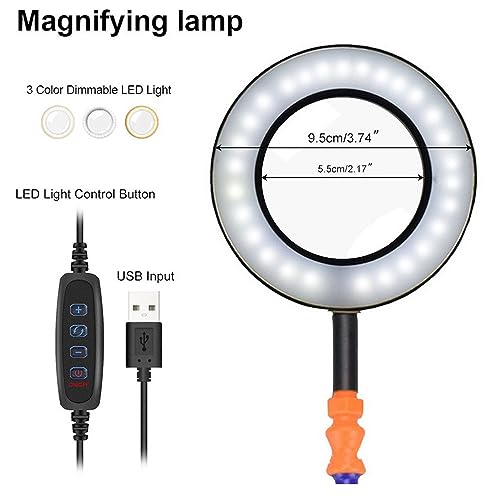 Treedix Soldering Helping Hands Soldering Third Hand Multifunctional Welding Kit 3X USB Port Magnifying Glass Crafts Jewelry Hobby Workshop Helping Station