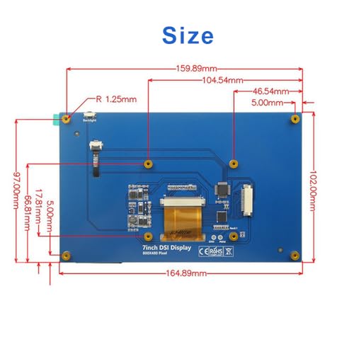 Treedix 7 Inch Touchscreen Monitor Compatible with Raspberry Pi Raspberry MIPI DSI 800 * 480 Resolution Portable LCD Display Compatible with Raspberry Pi 5/5B