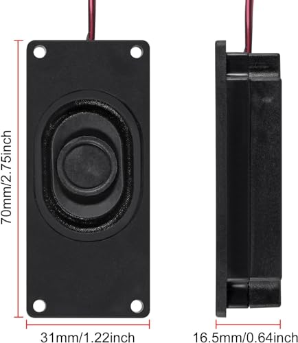 4 Stück 3 W 8 Ohm Doppelhohlraum-Minilautsprecher Tragbarer Werbemaschinenlautsprecher mit JST-PH2.0mm-2-Pin-Schnittstelle für Kompatibel mit Raspberry Pi und Arduino, EVD, Robotik