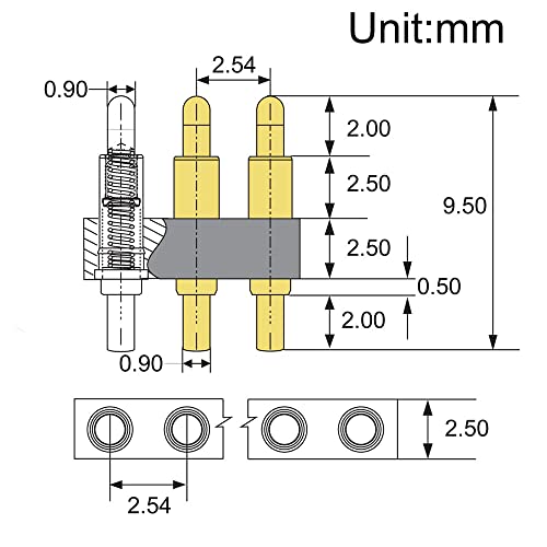 Treedix 10PCS Gold Plated Spring Loaded Thimble Pogo Pin 7.5mm Long Pin Male Spring Pogopin Header Target Connector Through Hold PCB