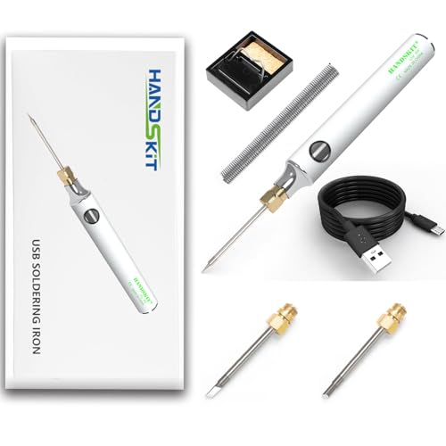 Treedix Cordless Soldering Iron Kit Mini USB Soldering Iron Pen 5V 8W USB Charger Soldering Tool Fast Heating Core Adjustable Temperature Soldering Tool with Soldering Stand for Electronics,DIY