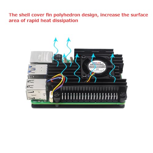 Treedix Aluminum Alloy Case Compatible with Raspberry PI 5 4GB/8GB Metal Case + Adjustable Fan