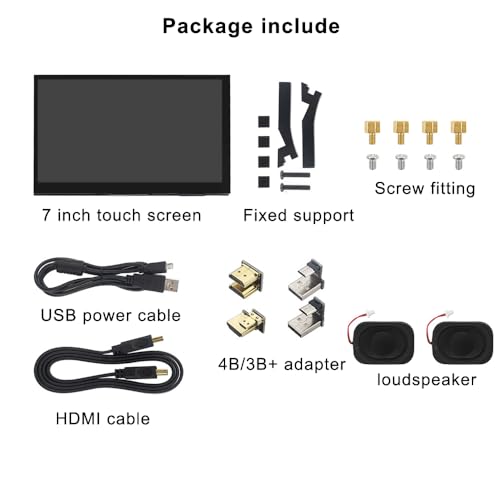 Treedix 7-Zoll-Touchscreen-Monitor 1024 × 600 HDMI IPS LCD Tragbares Touchscreen-Displaypanel Kompatibel mit Raspberry Pi 5 4B 3B+, Jestin Nano, unterstützt Win10/8/7