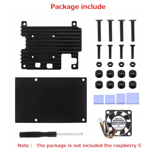 Treedix Aluminum Alloy Case Compatible with Raspberry PI 5 4GB/8GB Metal Case + Adjustable Fan