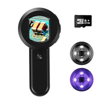 Treedix 100X Digital Magnifier Glass 32GB TF Card Low Vision Aids Portable Electronic Video Magnifier 2inch IPS Screen with Photo Taking,White & Purple Lights for Reading, Repair,Coin Observation